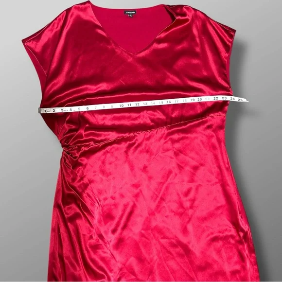 J. Peterman Red Silk Maxi Dress Sz 20 Sheath Short Sleeve Holiday NYE Party - Picture 9 of 9